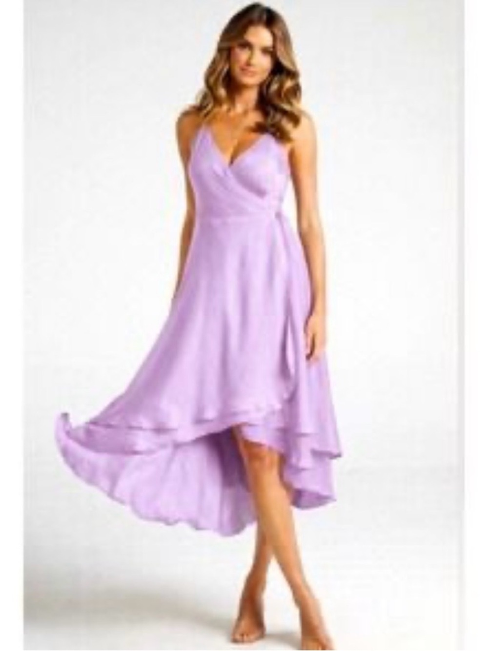 Showpo Lavender High-Low V-Neck Wrap Dress size 4